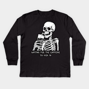 Funny Skeleton Goth Men Women Funny Halloween Coffee Kids Long Sleeve T-Shirt